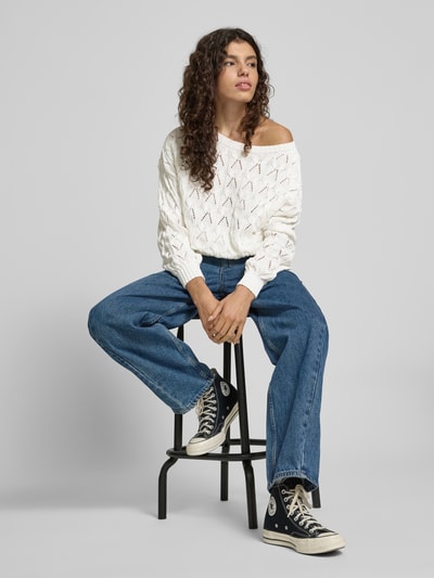 Only Relaxed Fit Strickpullover mit Zopf Struktur Muster Modell 'BRYNN' Offwhite 1