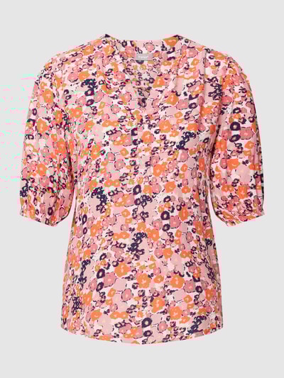 Fransa Blouse met all-over bloemenmotief, model 'Merla' Roze - 2
