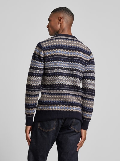 Barbour Gebreide pullover met ronde hals, model 'Case Fairisle' Marineblauw - 5