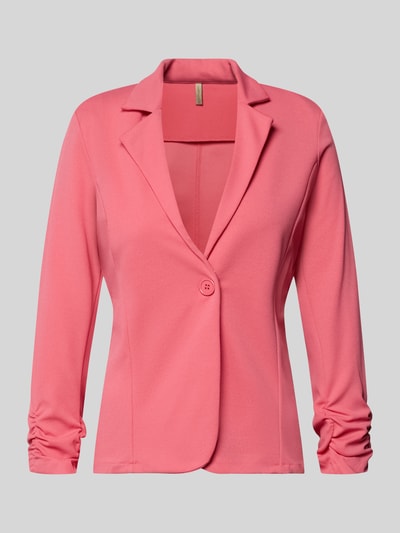 Produktfoto, Blazer mit Raffungen Modell 'Siham' von Soyaconcept in Pink, Elastischer-Material-Mix, Taillierte Passform, Reverskragen, Knopfverschluss, Rückenlänge 58 cm, Brustweite 50 cm, Ärmellänge 54 cm