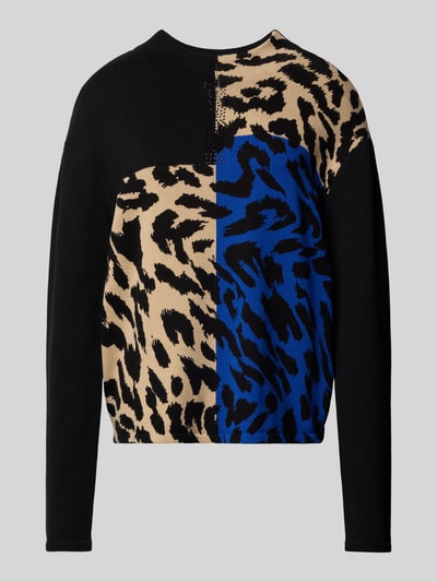 Betty Barclay Sweter z dzianiny ze wzorem na całej powierzchni i stójką Czarny 2