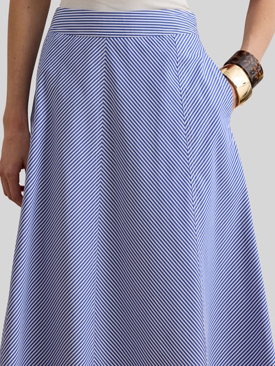 Lauren Ralph Lauren Midi-rok van zuiver katoen Lichtblauw - 3
