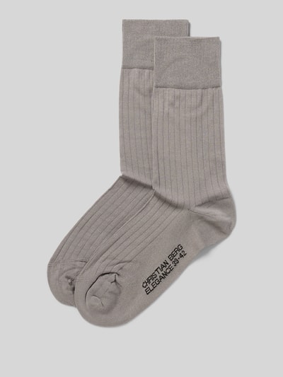 Christian Berg Men Socken mit Label-Print im 2er-Pack Graphit 1