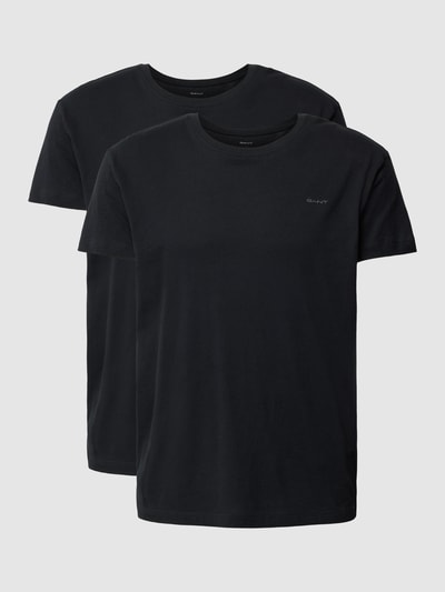 Gant T-shirt z nadrukiem z logo w zestawie 2 szt. Czarny 1