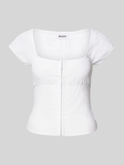 WEEKDAY Skinny Fit Bluse mit Karree-Ausschnitt Weiss 2