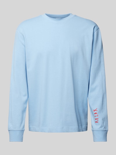 Mango Longsleeve mit Label-Print Blau 2