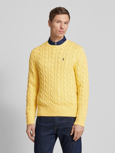 Polo Ralph Lauren Strickpullover mit Zopfmuster Modell 'DRIVER' Hellgelb 4