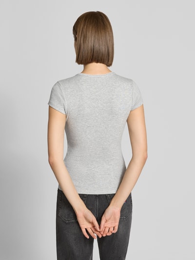 REVIEW T-Shirt mit kleinem Logo-Schriftzug Hellgrau Melange 5