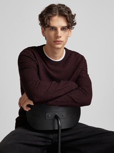 Jack & Jones Gebreide pullover met ronde hals, model 'OTTO' Bordeaux - 3