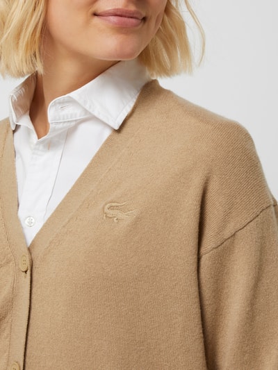 Lacoste Wełniany kardigan  Camel 3