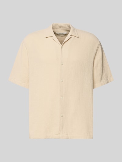 Produktfoto, Relaxed Fit Freizeithemd aus reiner Baumwolle Modell 'RLXCAL' von SELECTED HOMME, Optik: Unifarben, Struktur-Oberfläche, kurzer Schnitt, Kurzarm, Bowling-Kragen