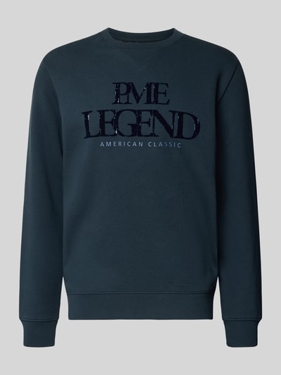 Produktfoto, Sweatshirt mit Label-Print von PME Legend aus Baumwoll-Mix in Dunkelblau, Regular-Fit, Rundhalsausschnitt, glatte Textur.