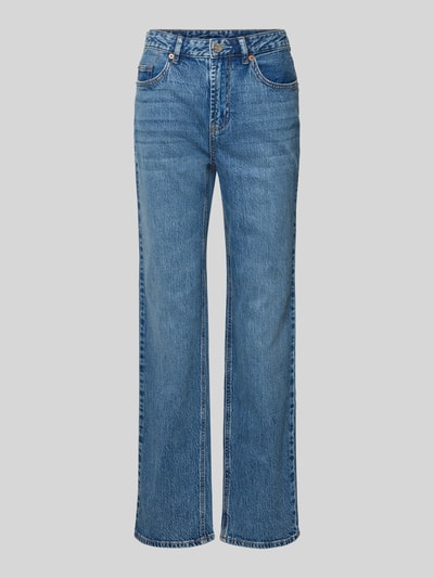 Produktfoto, Straight Fit Jeans aus Baumwoll-Mix Modell 'TESSA' von Vero Moda in Blau unifarben, 5-Pocket-Design, Denim, Label Stitching