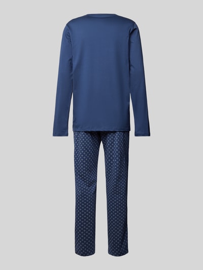 Schiesser Pyjama met geribde V-hals Marineblauw - 3