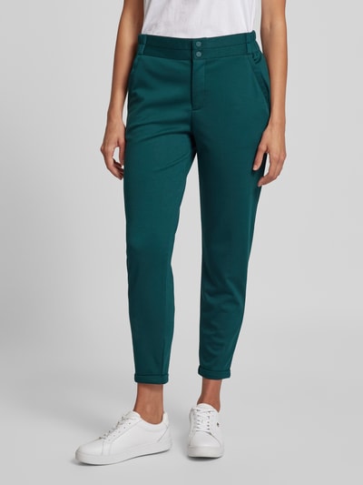 FREE/QUENT Slim fit stoffen broek met vaste omslag aan de pijpen, model 'NANNI' Donkergroen - 4