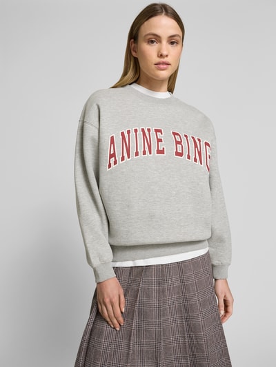 Anine Bing Oversized Sweatshirt mit Label-Print Mittelgrau Melange 3