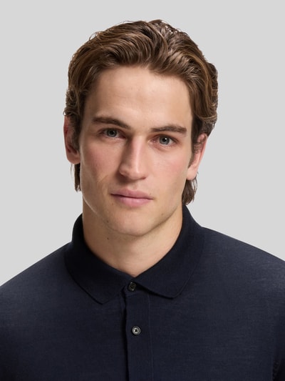 BOSS Regular Fit Poloshirt aus reiner Wolle Modell 'Lancione' Marine 3
