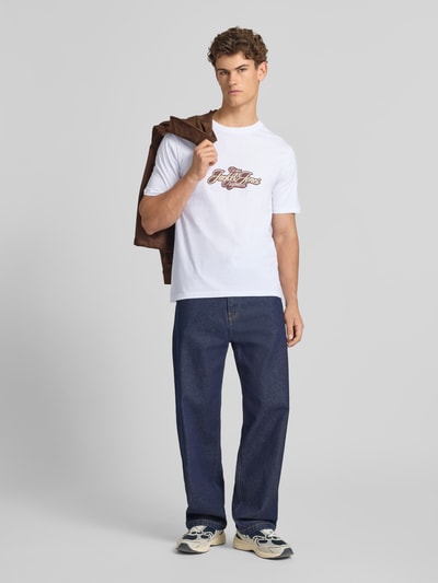 JACK & JONES T-Shirt mit Label-Print Modell 'CASSIS' Weiss 1