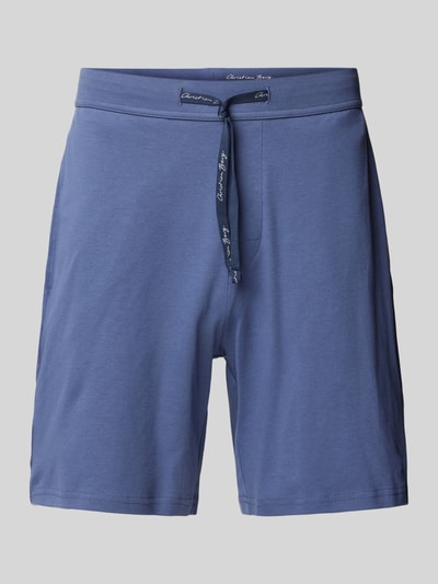 Christian Berg Men Sweatshorts met labelstitching Rookblauw - 2