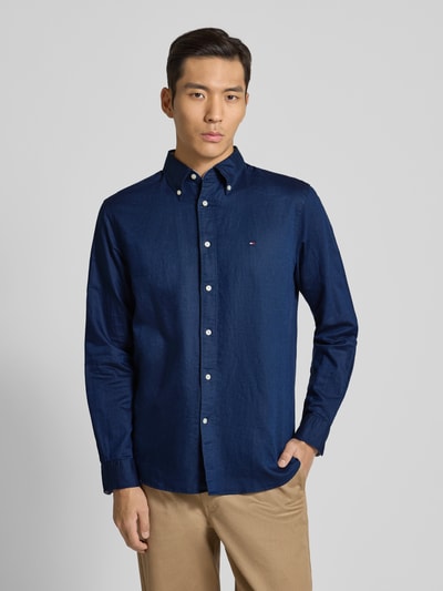 Tommy Hilfiger Regular Fit Freizeithemd aus Baumwoll-Leinen-Mix Marine 4