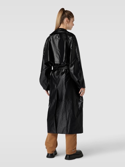 Calvin Klein Jeans Trenchcoat met strikceintuur, model 'GLOSSY' Zwart - 5