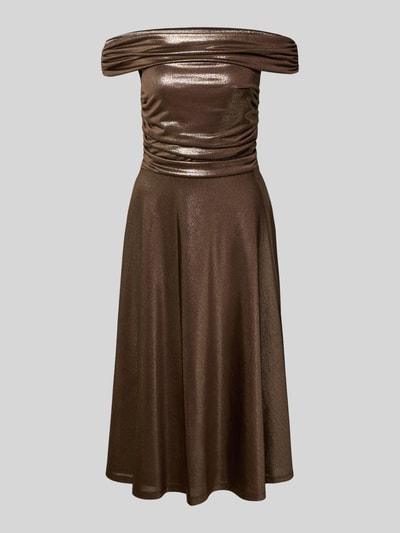 Lauren Ralph Lauren Knielanges Cocktailkleid mit Carmen-Ausschnitt Modell 'HELDAI' Taupe 2