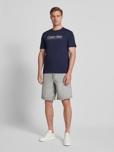 CK Calvin Klein T-shirt met labelprint Marineblauw - 1