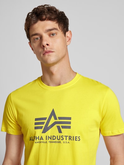 Alpha Industries T-shirt met labelprint Geel - 3