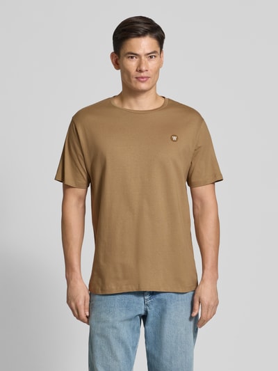 Wood Wood T-shirt met logobadge, model 'Ace' Beige - 4