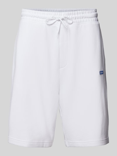 Hugo Blue Regular Fit Sweatshorts mit Label-Detail Modell 'Nasensio' Weiss 2