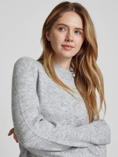 Tom Tailor Denim Comfort Fit Strickpullover mit Sattelschulter-Ärmel und Mock-Neck Mittelgrau Melange 3