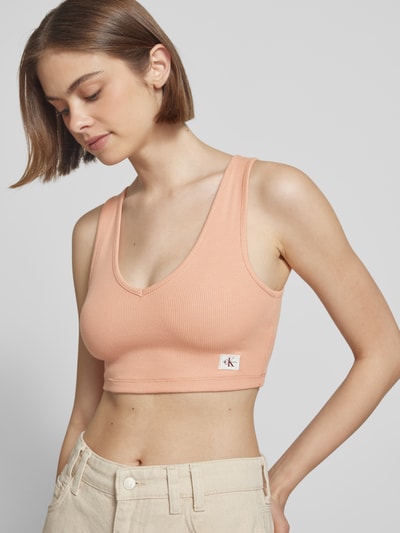 Calvin Klein Jeans Bralette mit Label-Patch und V-Ausschnitt Rosa 3