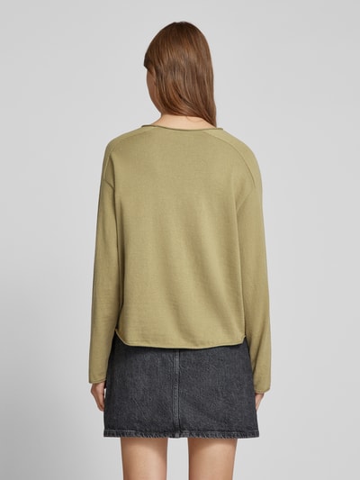 Drykorn Cropped Strickpullover mit U-Ausschnitt Oliv 5