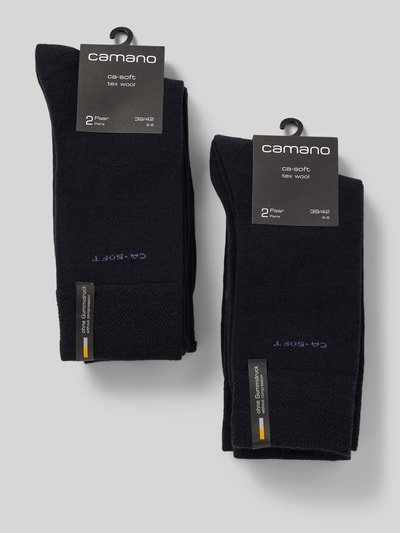 camano Socken mit Label-Stitching  im 3er-Pack Dunkelblau 3