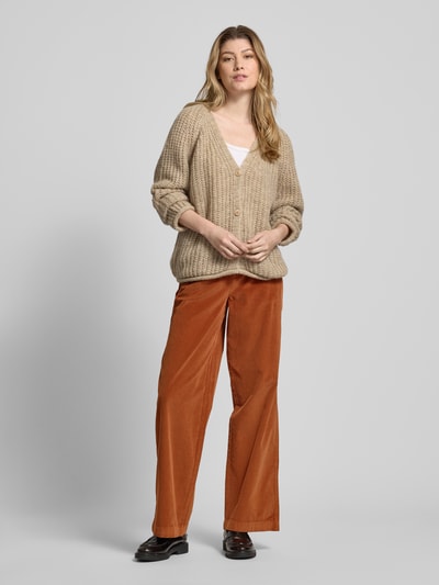 s.Oliver RED LABEL Regular fit corduroy broek van puur katoen met wijde pijpen Cognac - 1