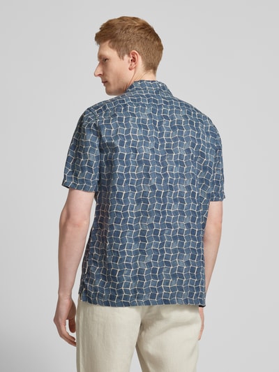 Marc O'Polo Regular fit linnen overhemd met all-over print Donkerblauw - 5