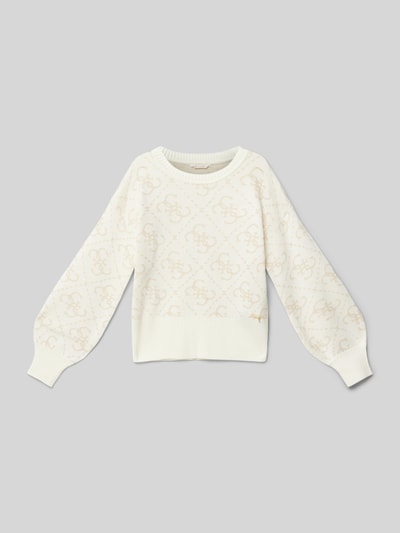 Guess Sweatshirt mit Strasssteinbesatz Sand 1