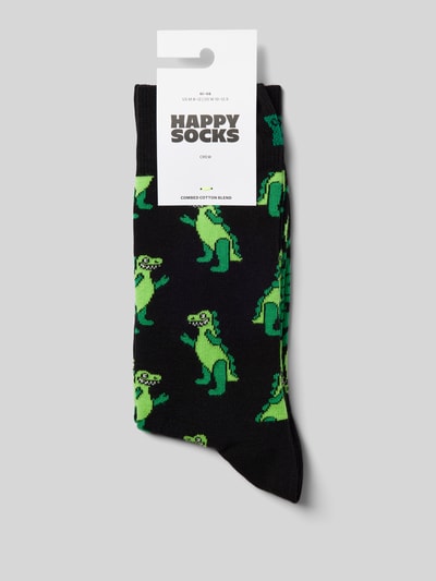 Happy Socks Skarpety z wyhaftowanym logo model ‘Dino’ Czarny 3