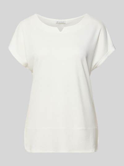 Produktfoto, Regular Fit T-Shirt aus Modal-Mix von Tom Tailor in Weiß, unifarben, Rundhals, kurzarm, Jersey mit glatter Textur