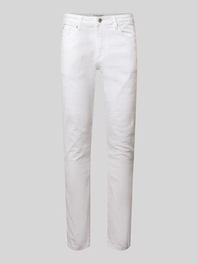 Produktfoto, Slim Fit Jeans mit Eingrifftaschen von Lindbergh aus Baumwoll-Elasthan-Mix in Weiß, Bundweite 40 cm, Innenbeinlänge 78 cm.