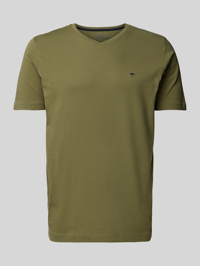 Fynch-Hatton T-shirt z dekoltem w serek Khaki melanż 2