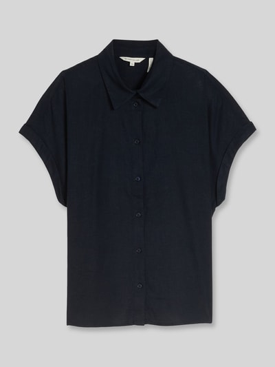 Tom Tailor Loose Fit Bluse aus Leinen-Viskose-Mix Dunkelblau 2