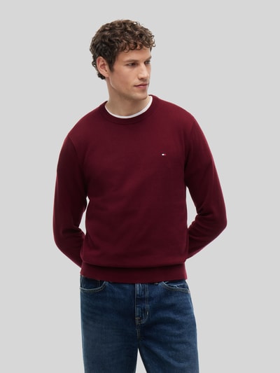 Tommy Hilfiger Regular Fit Pullover aus Baumwoll-Kaschmir-Mix Bordeaux 4
