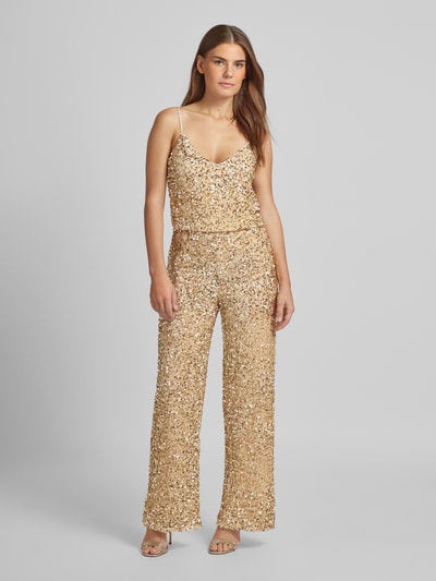 Vila Jumpsuit met pailletten, model 'FAITH' Goud gemêleerd - 4