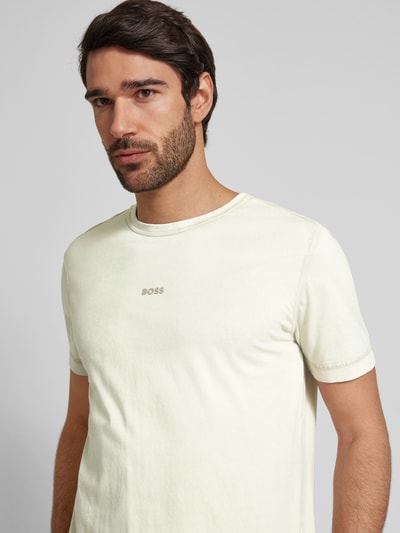 BOSS Orange T-shirt met labelprint, model 'Tokks' Zand - 3