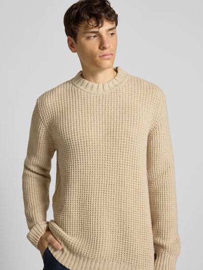 G-Star Raw Wollen pullover met structuurmotief, model 'Chunky' Beige - 3