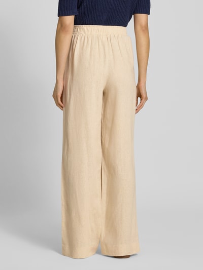 YAS Linnen broek met elastische band, model 'FLAXY' Beige - 5