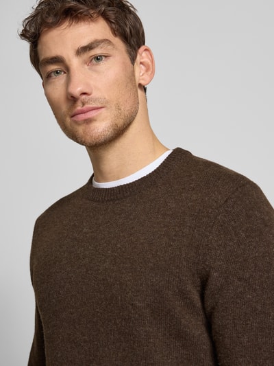 Casual Friday Gebreide pullover van wolmix, model 'KARL' Donkerbruin - 3