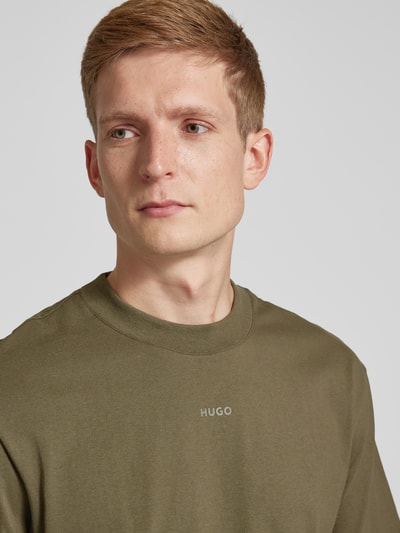 HUGO T-Shirt mit Label-Print Modell 'Dapolino' Oliv 3