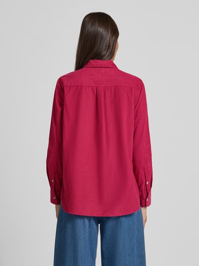 Christian Berg Woman Relaxed fit overhemdblouse in ribcordlook met borstzak Fuchsia - 5